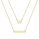 2PCS - Butterfly&Bar Layered Necklaces for Women