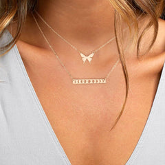 2PCS - Butterfly&Bar Layered Necklaces for Women