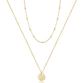 2PCS  Chain&Hammered Disc Dainty Layered Choker Necklace