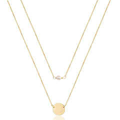 2PCS Pearl&Disc Dainty Layered Choker Necklace