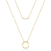 2PCS Pearls&Circle Dainty Layered Choker Necklace