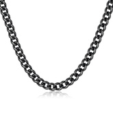 Turandoss Silver Black Cuban Link Chain Necklace for Men Boys, Stainless Steel Chains Necklaces for Him, Birthday Valentine's Day Gift from Mom, 20In