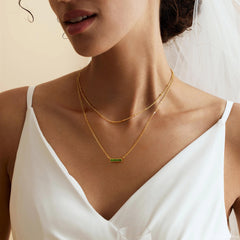 Turandoss Layered Birthstone Necklace for Women, Dainty 18K Gold Plated Birthstone Pendant Necklaces, Trendy Birthday Jewelry Gifts for Women