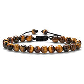Turandoss Tiger Eye Beaded Stone Bracelet for Men Boys, 8mm Natural Stone Bead Bracelets, Father's Day Gifts for Men, Father, Husband, Adjustable