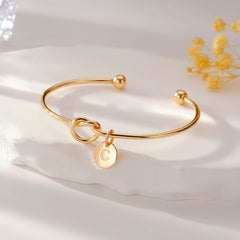Turandoss Mother's Day Gift, Gold Knot Initial Bracelet for Women
