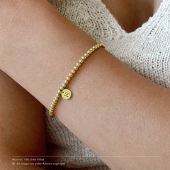 Dainty 14K Gold Plated Initial Charm Disc Bracelet