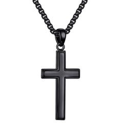 Turandoss S925 Sterling Silver Cross Necklace for Men Boys, Cross Pendant Mens Necklaces, Birthday Gift for Him, Valentine's Day Gifts from Wife