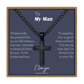 Turandoss Cross Necklace for Men Boys, Gold Silver Black Cross Pendant Necklace, Fathers Day Gifts for Men Boys Husband, Birthday Gifts for Son, 20In