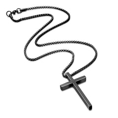 Turandoss Black Cross Necklace for Men Boys, Stainless Steel Cross Pendant Necklaces, Birthday Gifts for Men, Father, Boyfriend, Boys Fashion Stuff