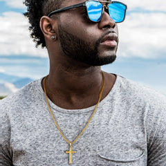 Turandoss Cross Necklace for Men Boys, Stainless Steel Cross Pendant Mens Cross Necklace, Birthday Gift for Him, Valentine's Day Gifts from Wife