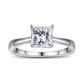 Turandoss 1.5ct Princess Cut Moissanite Rings for Women Moissanite Ring S925 Sterling Silver 4-Prong Moissanite Engagement Ring for Women