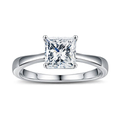 Turandoss 1.5ct Princess Cut Moissanite Rings for Women Moissanite Ring S925 Sterling Silver 4-Prong Moissanite Engagement Ring for Women