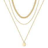 3 Layered Necklace - Thick&Chain&Disc Layered Necklaces for Women
