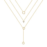 3PCS - Circle&CZ Triangle&Circle Lariat Layered Necklaces for Women