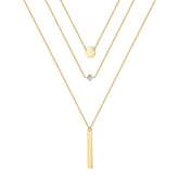3PCS - Disc&CZ&Bar Layered Necklaces for Women