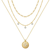 3PCS - Figaro&CZ&Medallion Layered Necklaces for Women