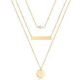 3PCS Pearl&Bar&Disc Dainty Layered Choker Necklace