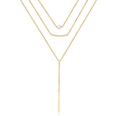 3PCS Pearl&Curved Bar&Bar Dainty Layered Choker Necklace