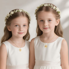 Turandoss Dainty Gold Initial Necklace for Girls Women, Bowknot Disc Necklaces, Flower Girl Gift - Necklace Gifts for Little Girls from Bride, 16+2.5