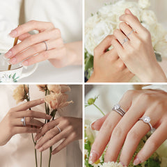 Turandoss Silver Wedding Moissanite Rings for Women, S925 Sterling Silver Diamond Ring for Women, Birthday Christmas Gift for Mom, Wife, Silver Jewelry