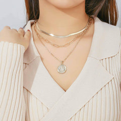 Turandoss 18K Gold Coin Layered Necklaces for Women Trendy - Dainty Coin Stacked Pedant Necklace Snake Chain, Gold Jewelry for Women, Christmas Gifts