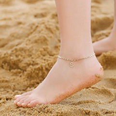 Turandoss Mother's Day Gift, Gold Plated CZ Initial Anklets Set for Women