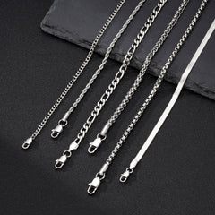 Turandoss 6PCS Silver Chain Bracelet for Men Boys - Stainless Steel Snake Figaro Rope Cuban Link Bracelets, Chain Bracelet Stack, Gifts for Men