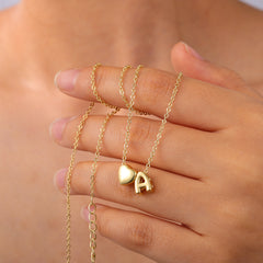 Turandoss Graduation Gift, Heart Initial Necklace, 14K Gold Plated Jewelry for Her