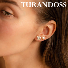Turandoss 6Pairs Gold Silver Stud Earrings for Women Men - S925 Post Hypoallergenic Flat Back Cubic Zirconia Earring for Piercing, Christmas Gifts