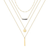 4PCS - Chain&Beads&Bar&Hammered Disc&Bar Layered Necklaces for Women