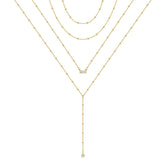 4PCS - Chain&Chain&Hammered Box&Bar Layered Necklaces for Women