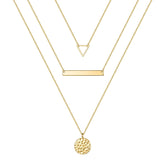 4PCS - Triangle&Bar&Hammered Disc&Bar Layered Necklaces for Women