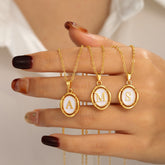 Oval Initial Necklace for Women Jewelry Gifts