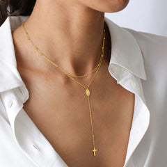 Turandoss 18K Gold Cross Necklace for Women Girls - Dainty Y-Shaped Cross Pendant Necklace, Gold Jewelry for Women, Birthday Gifts for Girls