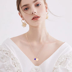 Turandoss Dainty Gold Disc Initial Necklace for Women Girls, Blue Tanzanite December Birthstone Necklaces for Her, Birthday Gifts for Wife Mom Girls
