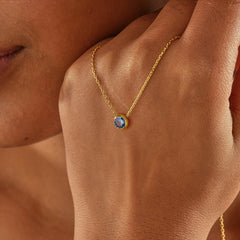 Turandoss Birthstone Necklace for Women, Dainty 18K Gold Plated Birthstone Pendant Necklace, Gold Jewelry for Women, Birthday Gifts for Her, 16+2.5In