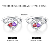 Turandoss Adjustable Ring for Women Double Birthstone Rings Mothers Day Birthday Anniversary Gifts for Women Wife
