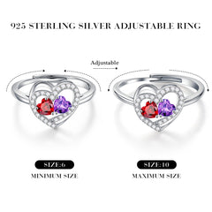 Turandoss Adjustable Ring for Women Double Birthstone Rings Mothers Day Birthday Anniversary Gifts for Women Wife
