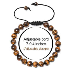Turandoss Tiger Eye Beaded Stone Bracelet for Men Boys, 8mm Natural Stone Bead Bracelets, Father's Day Gifts for Men, Father, Husband, Adjustable