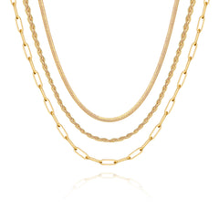 Turandoss 18K Gold Layered Necklaces for Women, Dainty Choker Chain Necklace, Snake Rope Paperclip Chain, Gold Jewelry for Women, Christmas Gifts
