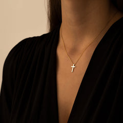 Gold Simple Cross Necklace for Women
