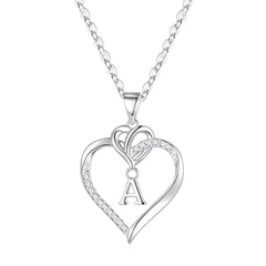 Turandoss Graduation Gift, 14K Gold Plated Heart Initial Pendant Necklace, Cubic Zirconia A-Z Jewelry for Women