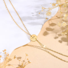 Dainty 14K Gold Filled Layered Letter A Initial Anklet Bracelets