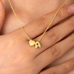 Turandoss Gold Haert Initial Necklace for Women Girls - Dainty 18K Gold Plated Letter Pendant Necklace, Cute Birthday Gifts for Women Girls, 16+2.5In