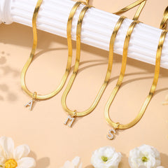 Snake Necklace Tiny Diamond Letter Initial Pendant Necklace