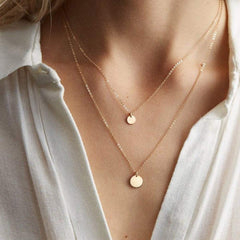 Turandoss 18K Gold Layered Necklaces for Women, Dainty Disc Stack Pendant Necklace, Birthday Gifts for Her, Valentine's Day Gift for Women Wife Mom