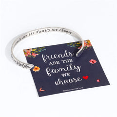 Turandoss Silver Cuff Bangle Bracelet for Women Girls, Friendship Promise Bracelets, Birthday Valentine's Day Gifts, Friends Are The Family We Choose