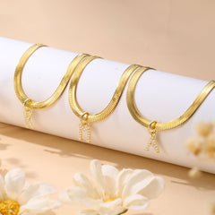 Snake Necklace Tiny Diamond Letter Initial Pendant Necklace