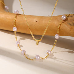 Gold Bubble Letter Necklace