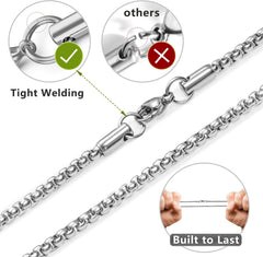 Turandoss Silver Cross Necklace for Men Boys, Stainless Steel Cross Pendant Mens Necklace, Birthday Gift for Him, Valentine's Day Gifts from Wife